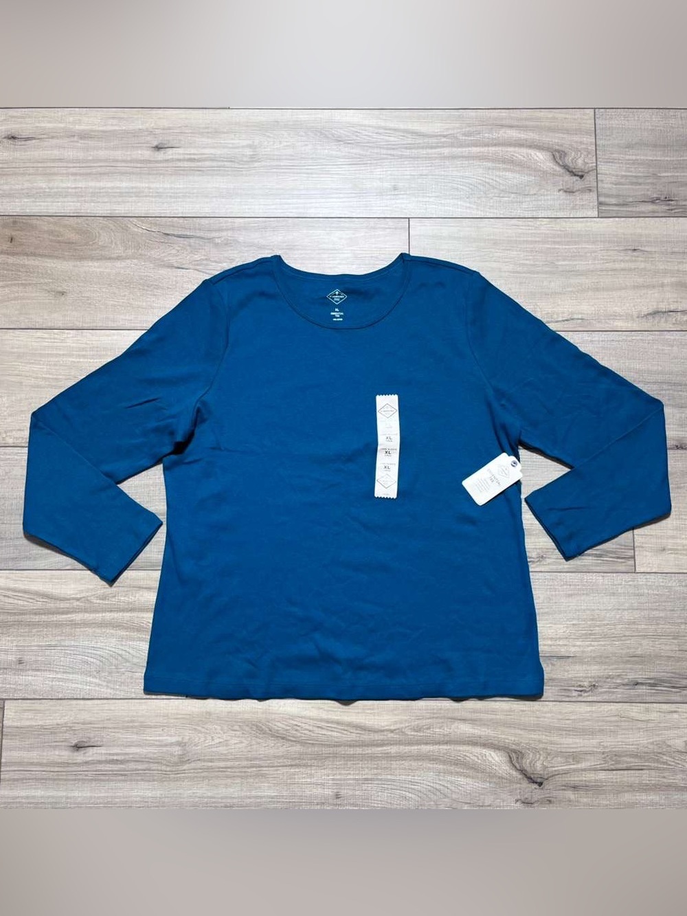St. John’s Bay Womens Essential Tee Long Sleeve Crew Neck Size XL Rich Teal